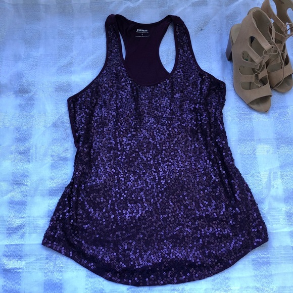 Express purple with sequence sleeves top - Picture 1 of 7